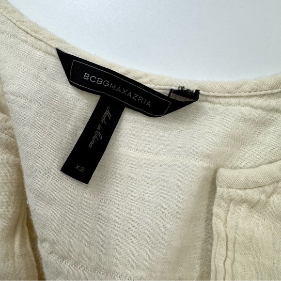 BCBGMAXAZRIA Keely Tunic Dress Long Sleeve Metallic Stripe Boho Notch Neck Sz XS - Picture 7 of 12